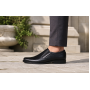 Pantofi bărbați negri din piele naturală slip-on cu textură fină PB2265ELN